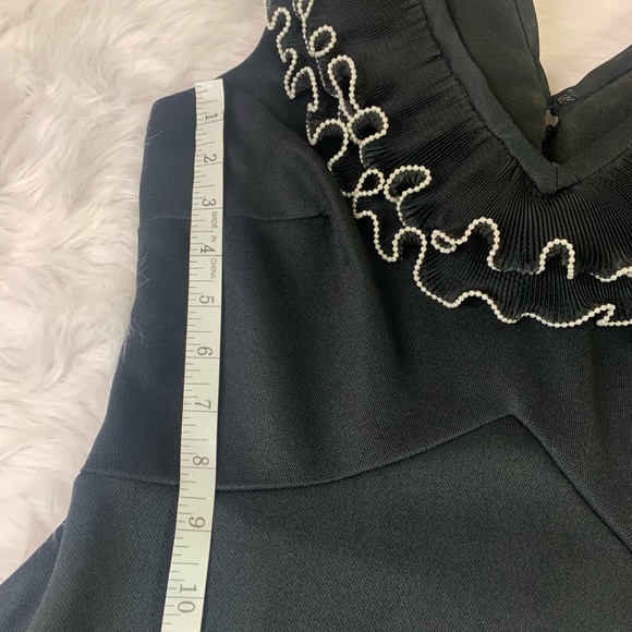 Vintage Black Dress with Pearl Lined Ruffles - Picture 10 of 13